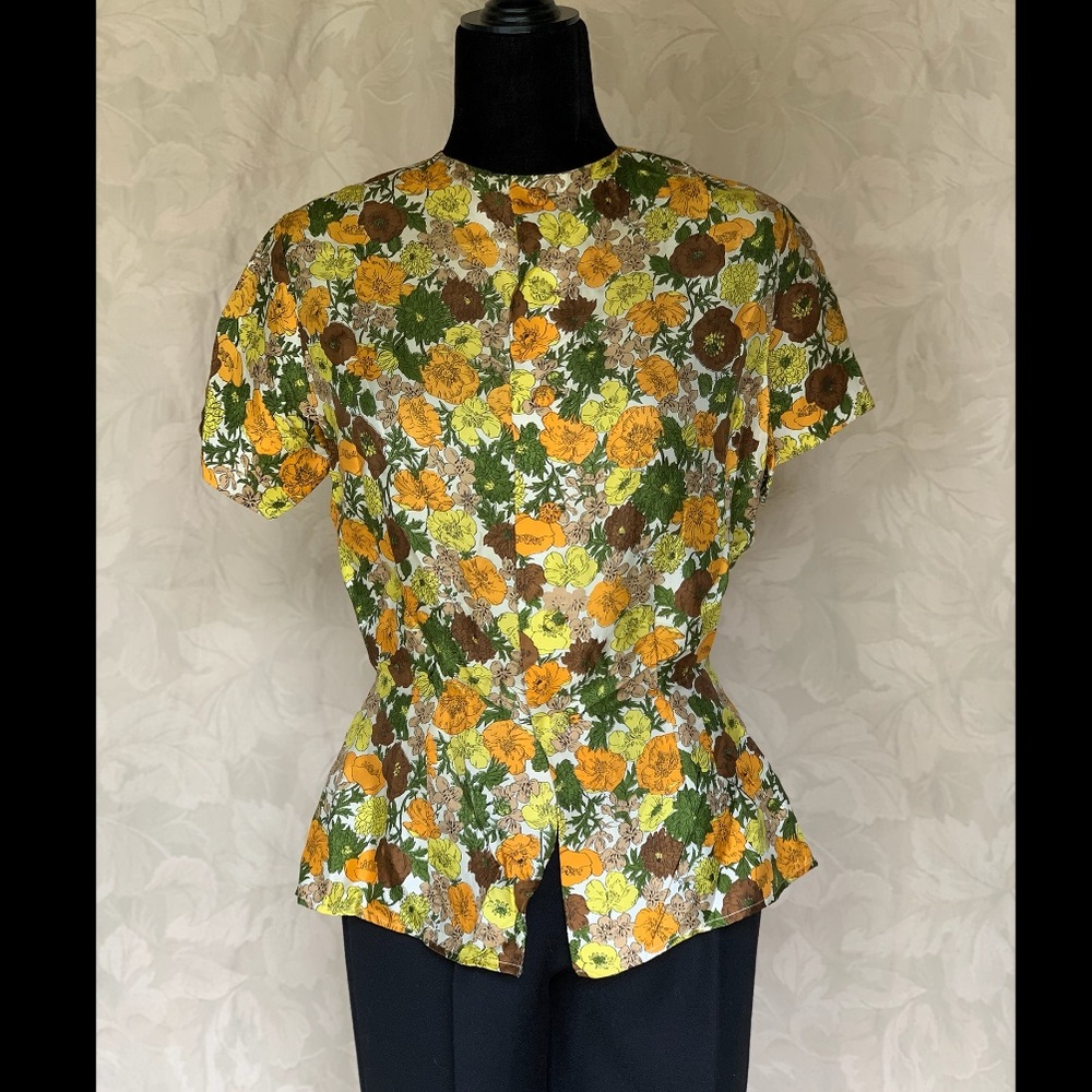 Flower silk blouse